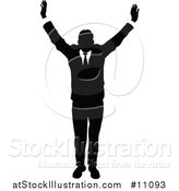 Vector Illustration of a Black and White Silhouetted Business Man by AtStockIllustration
