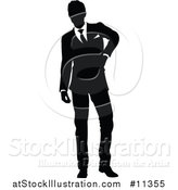 Vector Illustration of a Black and White Silhouetted Business Man by AtStockIllustration