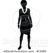 Vector Illustration of a Black and White Silhouetted Business Woman by AtStockIllustration