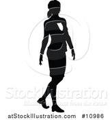 Vector Illustration of a Black and White Silhouetted Business Woman Walking by AtStockIllustration