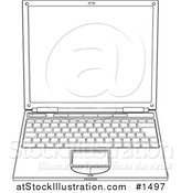 Vector Illustration of a Black and White Slim Laptop Computer and Keyboard by AtStockIllustration