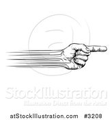 Vector Illustration of a Black and White Speed Lines Creating a Pointing Hand by AtStockIllustration