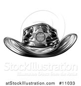 Vector Illustration of a Black and White Vintage Engraved Sheriff Hat by AtStockIllustration