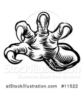 Vector Illustration of a Black and White Woodcut Monster or Dragon Claws by AtStockIllustration