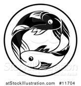 Vector Illustration of a Black and White Zodiac Horoscope Astrology Pisces Fish Circle Design by AtStockIllustration