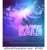 Vector Illustration of a Black Friday Sale Background with Lights over Blue by AtStockIllustration