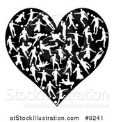 Vector Illustration of a Black Heart Formed of White Silhouetted Soccer Players by AtStockIllustration
