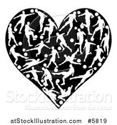 Vector Illustration of a Black Heart with White Silhouetted Soccer Players in Action by AtStockIllustration