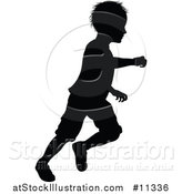 Vector Illustration of a Black Silhouetted Boy Running by AtStockIllustration