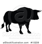 Vector Illustration of a Black Silhouetted Bull Cow by AtStockIllustration