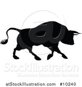 Vector Illustration of a Black Silhouetted Bull Cow by AtStockIllustration