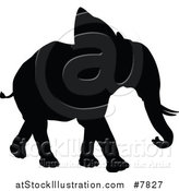 Vector Illustration of a Black Silhouetted Elephant Walking by AtStockIllustration