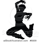 Vector Illustration of a Black Silhouetted Female Hip Hop Dancer by AtStockIllustration