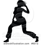 Vector Illustration of a Black Silhouetted Female Hip Hop Dancer by AtStockIllustration