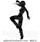 Vector Illustration of a Black Silhouetted Female Hip Hop Dancer by AtStockIllustration