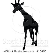 Vector Illustration of a Black Silhouetted Giraffe Walking by AtStockIllustration