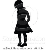 Vector Illustration of a Black Silhouetted Little Girl by AtStockIllustration