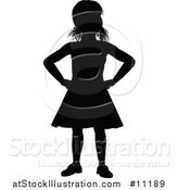 Vector Illustration of a Black Silhouetted Little Girl with Her Hands on Her Hips by AtStockIllustration