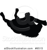 Vector Illustration of a Black Silhouetted Male Lion Rolling Around on His Back by AtStockIllustration