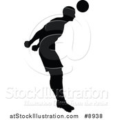 Vector Illustration of a Black Silhouetted Male Soccer Player Heading a Ball by AtStockIllustration