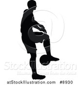 Vector Illustration of a Black Silhouetted Male Soccer Player in Action by AtStockIllustration