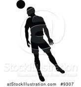 Vector Illustration of a Black Silhouetted Male Soccer Player in Action by AtStockIllustration