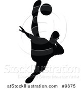 Vector Illustration of a Black Silhouetted Male Soccer Player in Action by AtStockIllustration