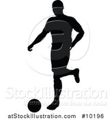 Vector Illustration of a Black Silhouetted Male Soccer Player Kicking by AtStockIllustration