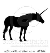 Vector Illustration of a Black Silhouetted Mythical Unicorn by AtStockIllustration