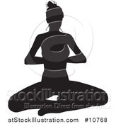 Vector Illustration of a Black Silhouetted Woman in a Yoga Pose by AtStockIllustration