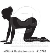 Vector Illustration of a Black Silhouetted Woman in a Yoga Pose by AtStockIllustration