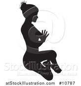 Vector Illustration of a Black Silhouetted Woman in a Yoga Pose by AtStockIllustration