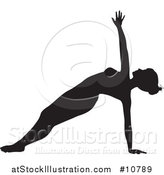 Vector Illustration of a Black Silhouetted Woman in a Yoga Pose by AtStockIllustration