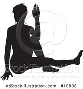 Vector Illustration of a Black Silhouetted Woman in a Yoga Pose by AtStockIllustration