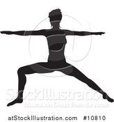 Vector Illustration of a Black Silhouetted Woman in a Yoga Pose by AtStockIllustration