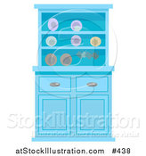 Vector Illustration of a Blue Buffet Hutch with Plates by AtStockIllustration
