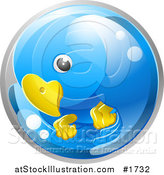 Vector Illustration of a Blue Circling Bird in a Bubble by AtStockIllustration