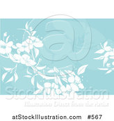 Vector Illustration of a Blue Floral Background by AtStockIllustration