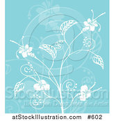 Vector Illustration of a Blue Flower Background by AtStockIllustration