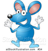 Vector Illustration of a Blue Mouse Wearing Gloves and Doing Jazz Hands by AtStockIllustration