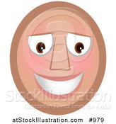 Vector Illustration of a Blushing Emoticon Smiling - Tan Version by AtStockIllustration