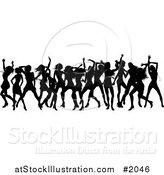 Vector Illustration of a Border of Black Silhouetted Women Dancing by AtStockIllustration