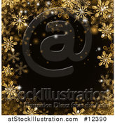Vector Illustration of a Border of Gold Snowflakes over Black by AtStockIllustration