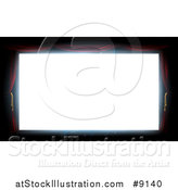 Vector Illustration of a Bright Blank White Theater Screen Framed with Red Curtains by AtStockIllustration