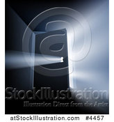 Vector Illustration of a Bright Light Shining from Behind a Door and Through a Key Hole by AtStockIllustration