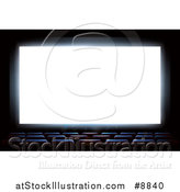 Vector Illustration of a Bright White Cinema Movie Theatre Screen and Empty Seats by AtStockIllustration
