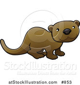 Vector Illustration of a Brown Otter or Weasel by AtStockIllustration