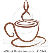 Vector Illustration of a Brown Steamy Coffee Cup on a Saucer by AtStockIllustration