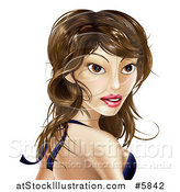 Vector Illustration of a Brunette Latina Female Celebrity Looking over Her Shoulder by AtStockIllustration