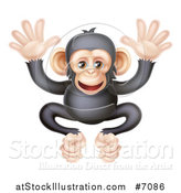 Vector Illustration of a Cartoon Black and Tan Happy Baby Chimpanzee Monkey by AtStockIllustration